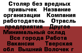 Столяр без вредных привычек › Название организации ­ Компания-работодатель › Отрасль предприятия ­ Другое › Минимальный оклад ­ 1 - Все города Работа » Вакансии   . Тверская обл.,Вышний Волочек г.
